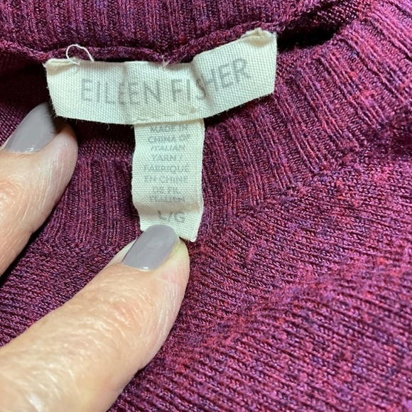 EILEEN FISHER Jersey Knit Long Sleeve Scoop Neck Shark Bite Hem Tunic Top Sz L - Picture 4 of 8